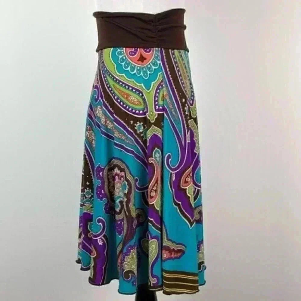 Candy rain skirt sz M multicolored paisley maxi - Picture 4 of 10